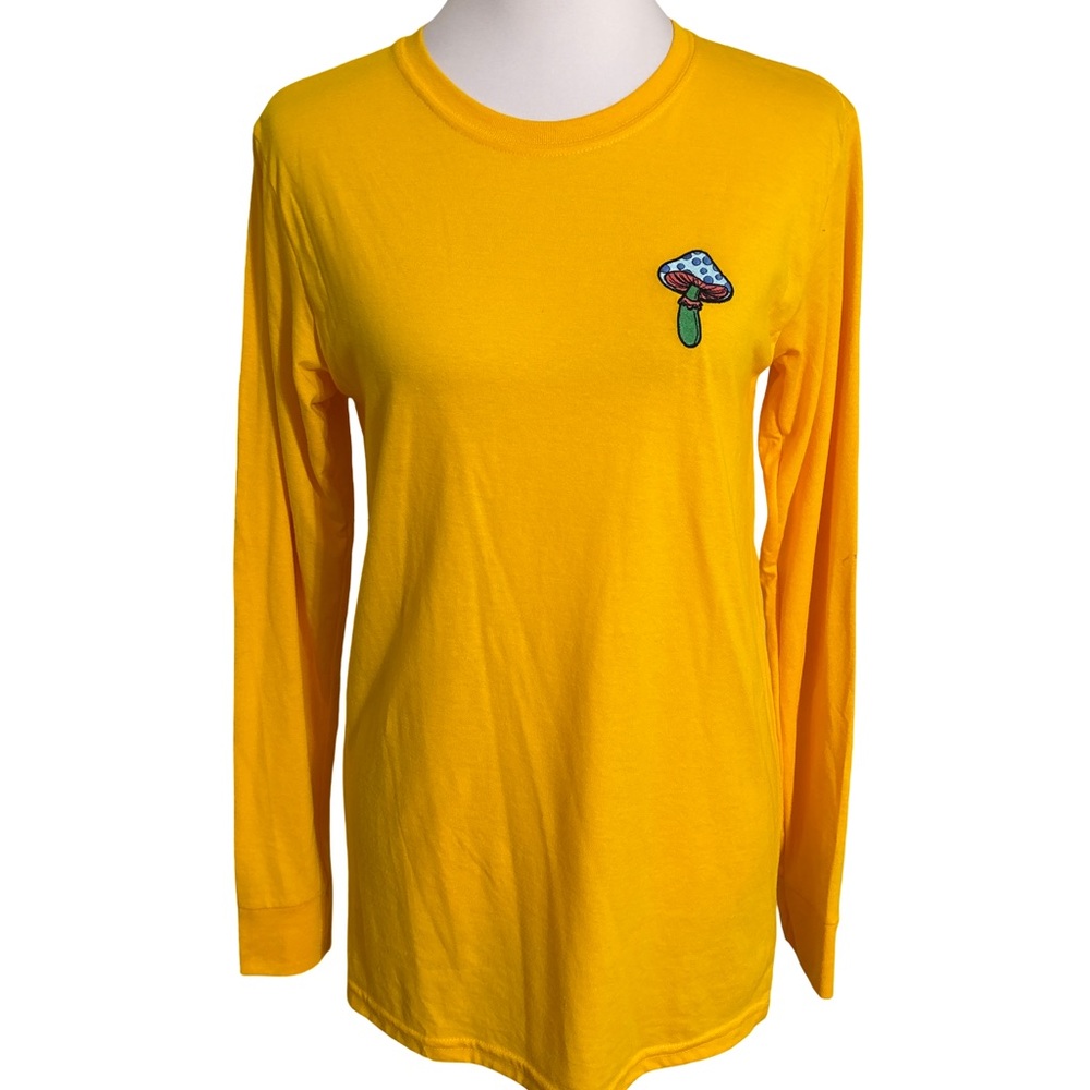 Sunny Yellow Long Sleeve Top Mushroom Detail